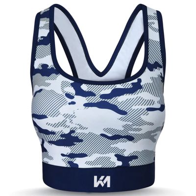 Blue-White Abstract Pattern Gym Bras