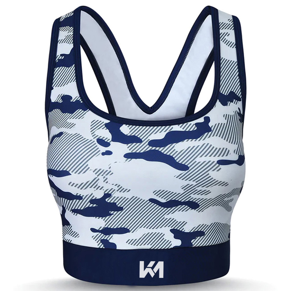 Blue-White Abstract Pattern Gym Bras