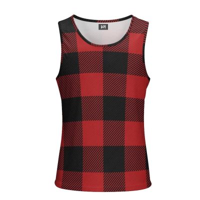 Red And Black Buffalo Plaid Print Tank Top