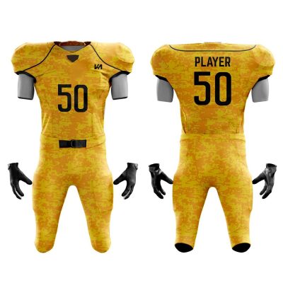 Yellow Color Sublimated American Football Uniforms