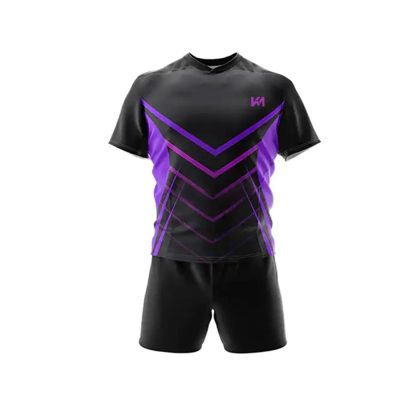 Black-Purple Printed Rugby Uniforms