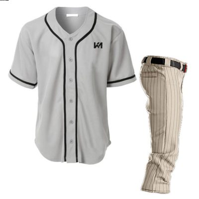 Grey Color Plain Baseball Jersey Uniforms
