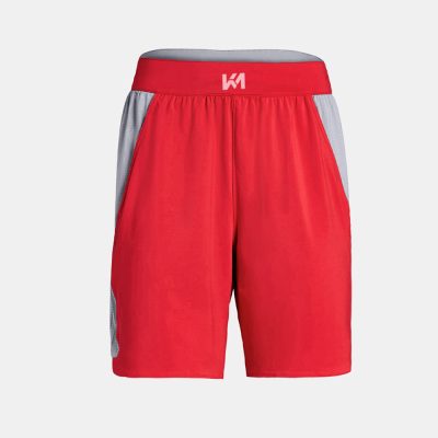Grey-Red Men's Workout Shorts
