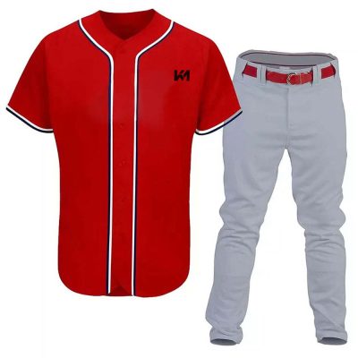 Red Color Plain Baseball Jersey Uniforms