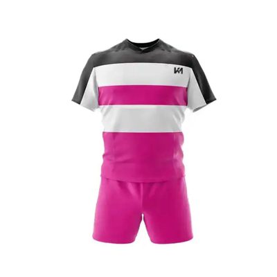 Pink-Black-White Stripes Rugby Uniforms