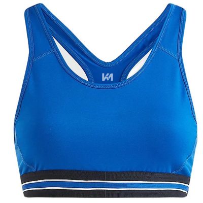 Blue Color Crisscross Pattern Gym Bras