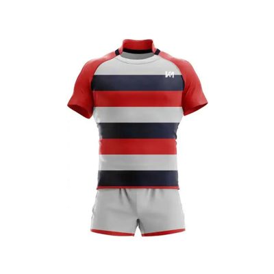 Red-Black-White Striped Jersey Rugby Uniforms