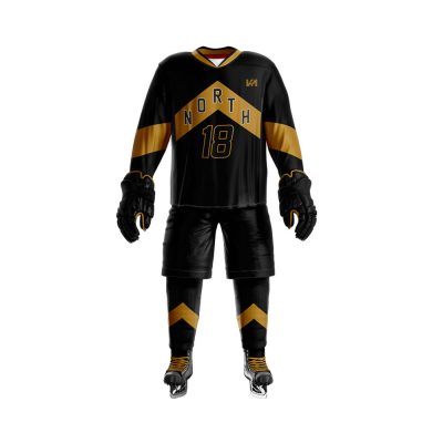 Black-Golden Printed Ice Hockey Uniform