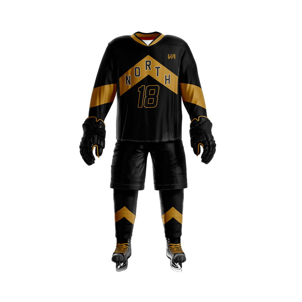 Black-Golden Printed Ice Hockey Uniform