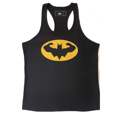 Plain Black With Batman Logo Men's Tank Top