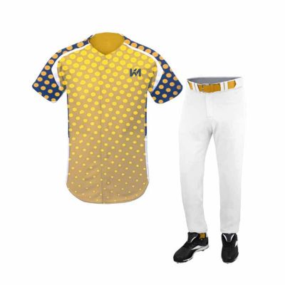 Yellow Color Dotted Baseball Uniforms
