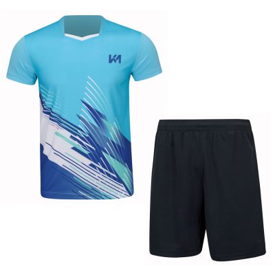 Light Blue Color Printed Badminton Jersey And Shorts Set