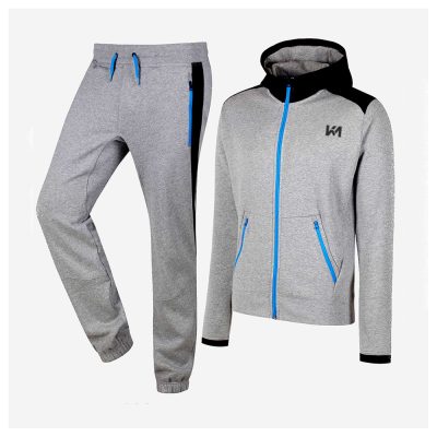 Grey Color Zip-Up Unisex Hooded Tracksuit